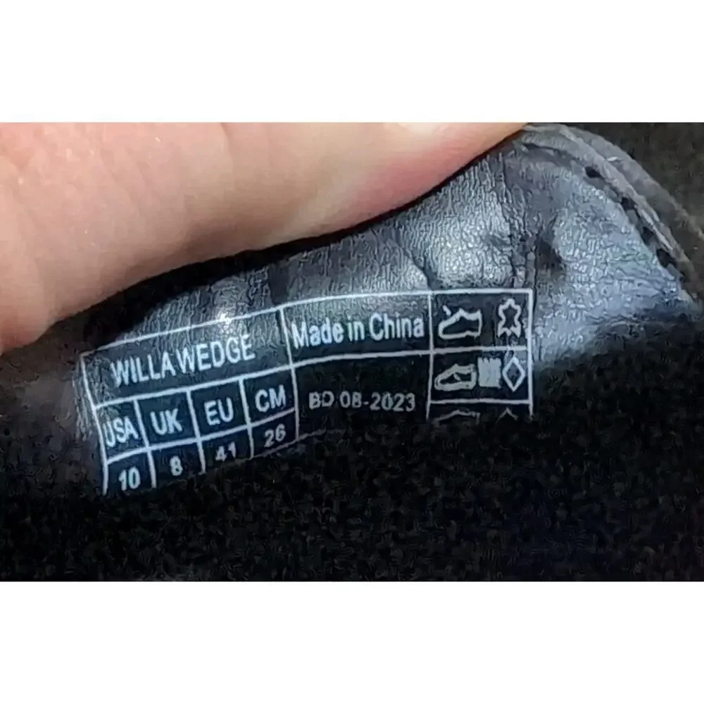 Vionic Women's Size 10 Willa Wedge Water Repellent Black Suede Euro 41